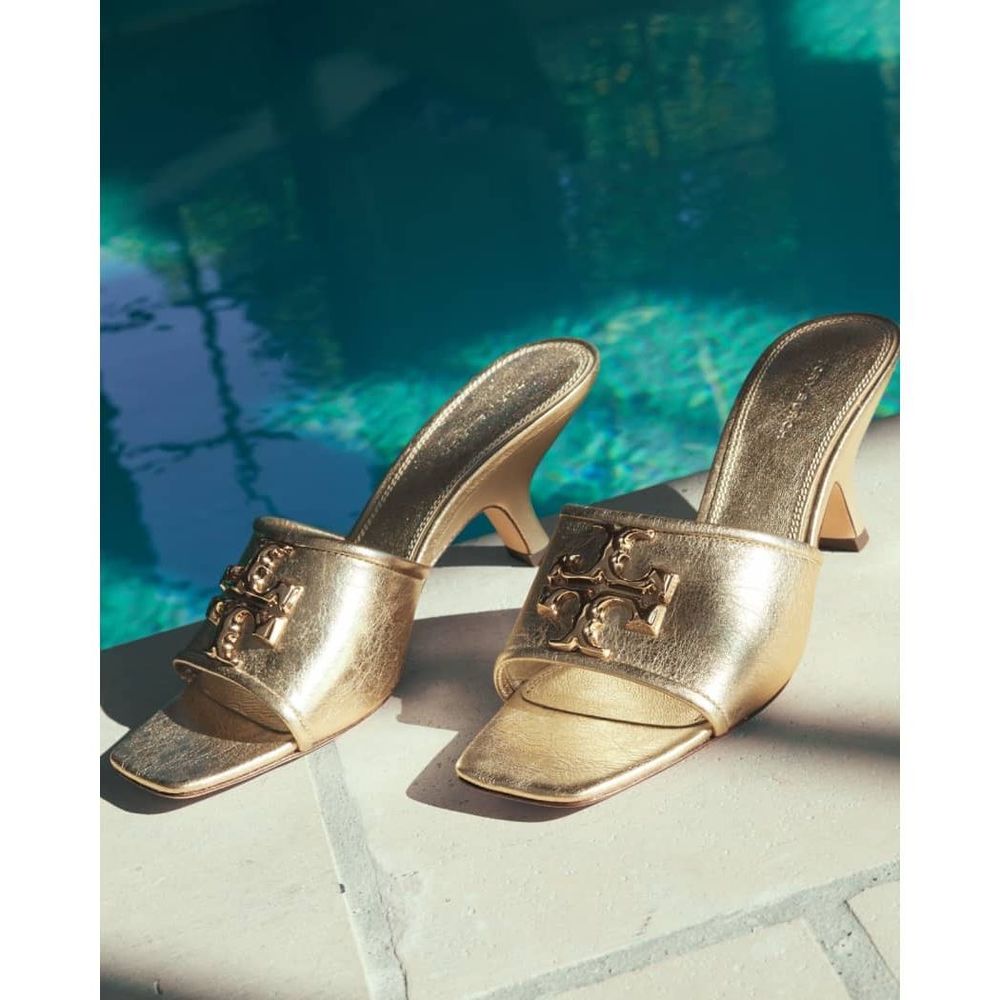 Tory Burch Eleanor Metallic Leather Mule Sandals